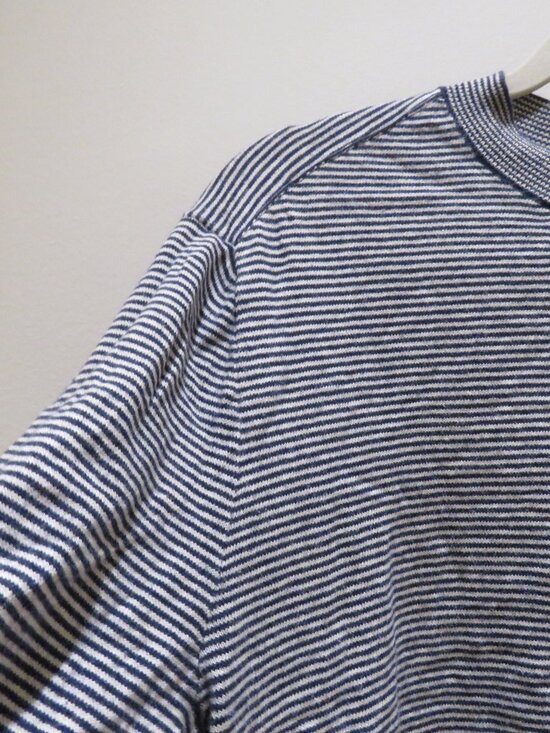 EVERLANE The Organic Cotton Slim Crew Sweater Micro Stripe XL Preppy Minimalist - Picture 6 of 13